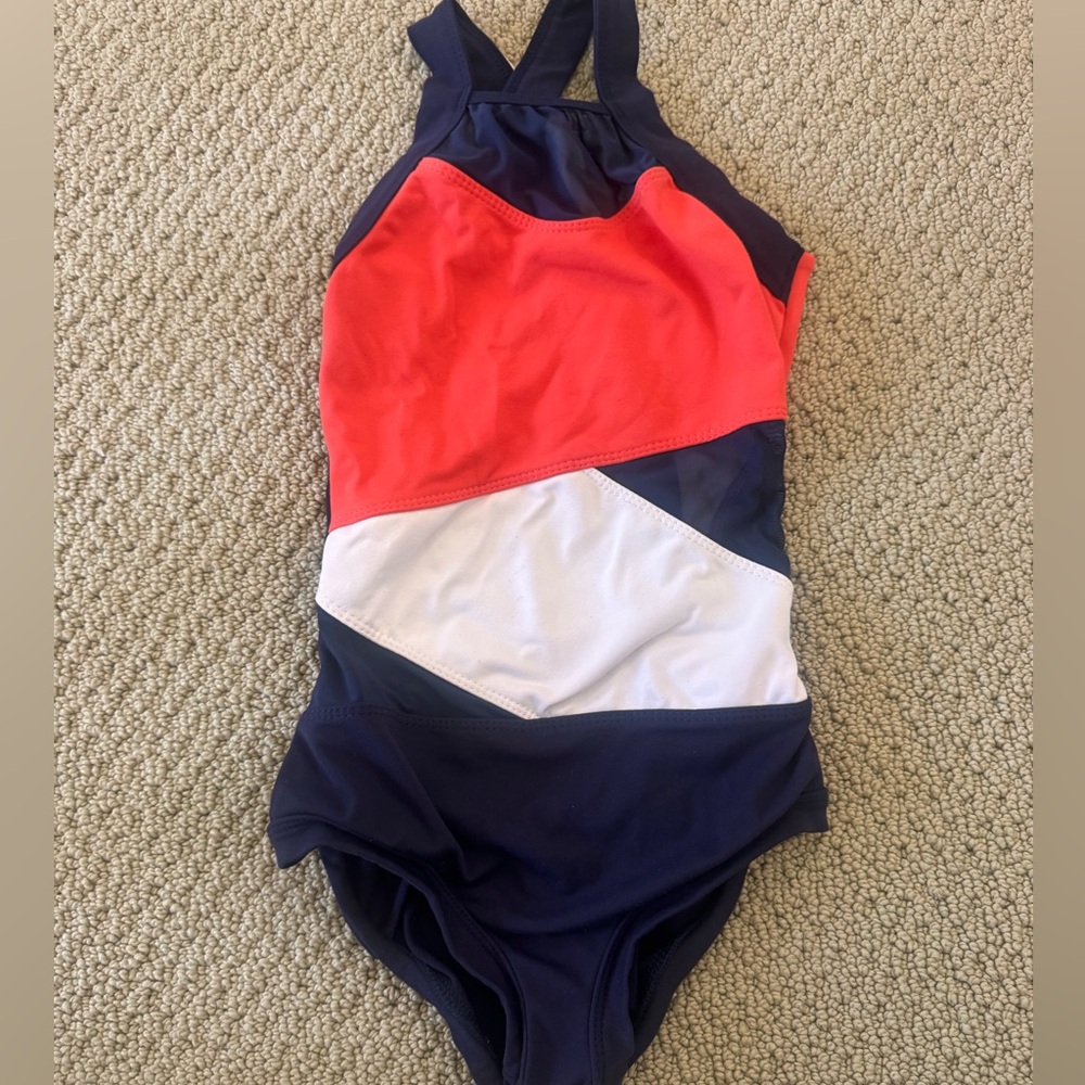 FIVE DANCEWEAR leotard orange navy youth YXL